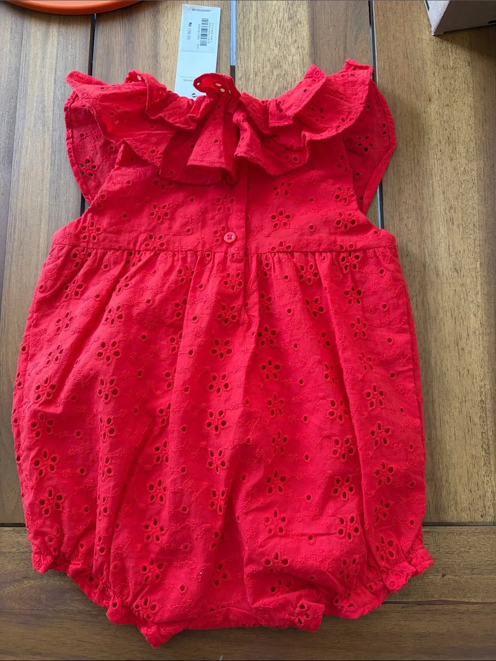 Janie and Jack Red eyelet romper 6-12mo